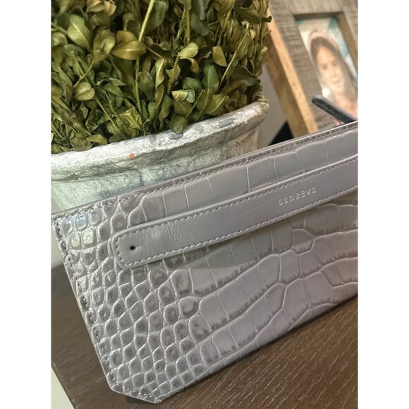 Senreve GRAY Embossed Leather Bracelet Pouch Clutch Grey Womens Size OS - Picture 4 of 11